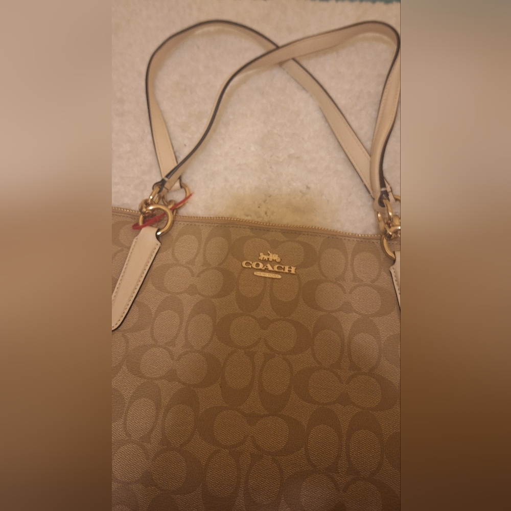 Coach Tan Signature Tote Bag  EUC